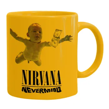 Nirvana nevermind, Κούπα, κεραμική κίτρινη, 330ml