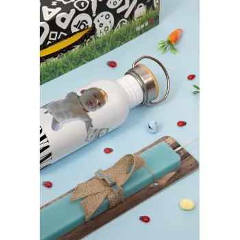 Nirvana nevermind, Πασχαλινή Λαμπάδα με παγούρι μεταλλικό (620ml, stainless steel) & κερί αρωματικό πλακέ (30cm) (ΤΙΡΚΟΥΑΖ)