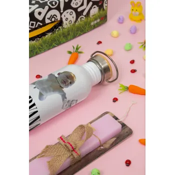 Nirvana nevermind, Πασχαλινή Λαμπάδα με παγούρι μεταλλικό (620ml, stainless steel) & κερί αρωματικό πλακέ (30cm) (ΡΟΖ)