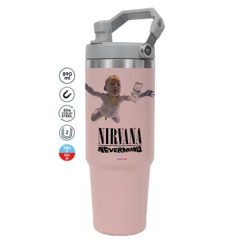Nirvana nevermind, Pink color, 890ml (30oz) stainless Steel Tumbler with Handle