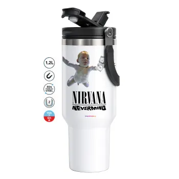 Nirvana nevermind, Mega Stainless steel Tumbler with lid, double wall 1,2L
