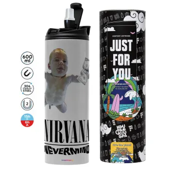 Nirvana nevermind, Tumbler stainless steel GREY 600ml