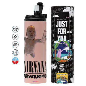 Nirvana nevermind, Tumbler stainless steel PINK 600ml