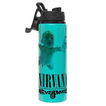 Nirvana nevermind, Μεταλλικό παγούρι νερού με καπάκι ασφαλείας, αλουμινίου 850ml