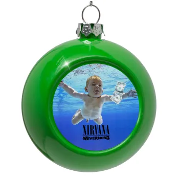 Nirvana nevermind, Green Christmas tree ornament bauble 8cm