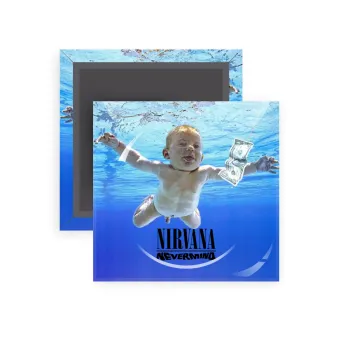 Nirvana nevermind, Μαγνητάκι ψυγείου τετράγωνο διάστασης 5x5cm