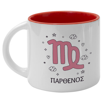 Ζώδια Παρθένος, Κούπα κεραμική 400ml Λευκή/Κόκκινη