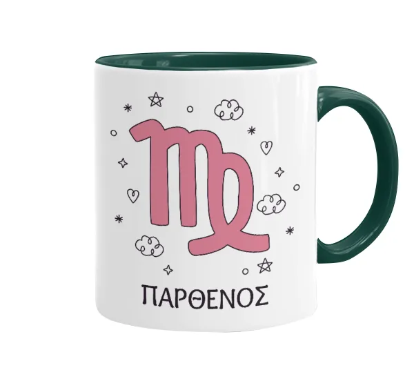 Ζώδια Παρθένος — Mug colored green, ceramic, 330ml