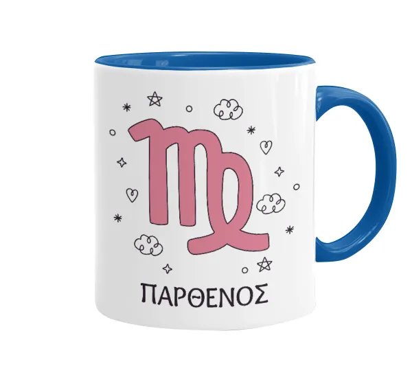 Ζώδια Παρθένος — Κούπα χρωματιστή μπλε, κεραμική, 330ml