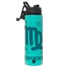 Metallic water bottle with safety lid, 850ml aluminum