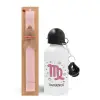 Easter Set, metallic aluminum bottle (500ml) & aromatic flat Easter candle (30cm) (PINK)