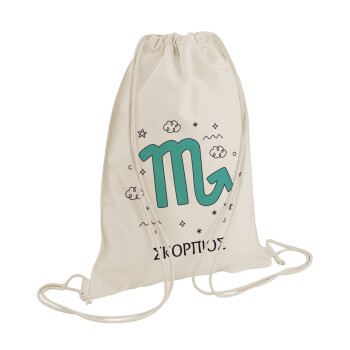 Ζώδια Σκορπιός, Τσάντα πλάτης πουγκί GYMBAG natural (28x40cm)