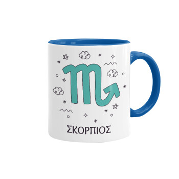 Ζώδια Σκορπιός, Mug colored blue, ceramic, 330ml