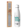 Easter Set, metallic stainless thermos bottle (500ml) & scented flat Easter candle (30cm) (GRAY)