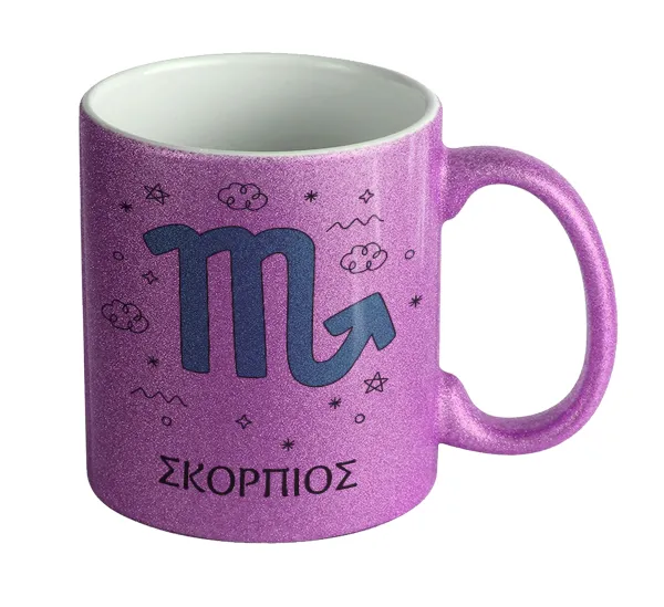 Ζώδια Σκορπιός — Κούπα Μωβ Glitter που γυαλίζει, κεραμική, 330ml