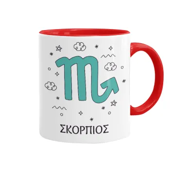 Ζώδια Σκορπιός, Κούπα χρωματιστή κόκκινη, κεραμική, 330ml