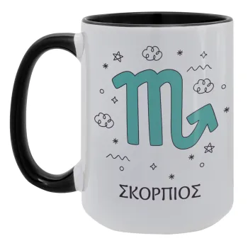 Ζώδια Σκορπιός, Κούπα Mega 15oz, κεραμική Μαύρη, 450ml