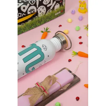 Ζώδια Σκορπιός, Πασχαλινή Λαμπάδα με παγούρι μεταλλικό (620ml, stainless steel) & κερί αρωματικό πλακέ (30cm) (ΡΟΖ)