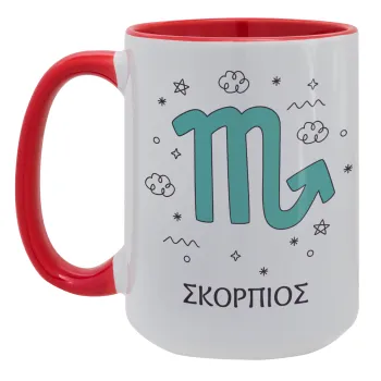 Ζώδια Σκορπιός, Κούπα Mega 15oz, κεραμική Κόκκινη, 450ml