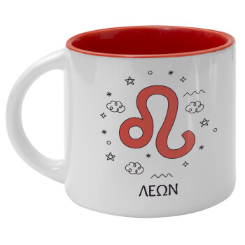 Ζώδια Λέων, Κούπα κεραμική 400ml Λευκή/Κόκκινη