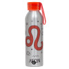 Aluminum Sports Bottle 650ml – Silver with Red Cap and Silicone Strap