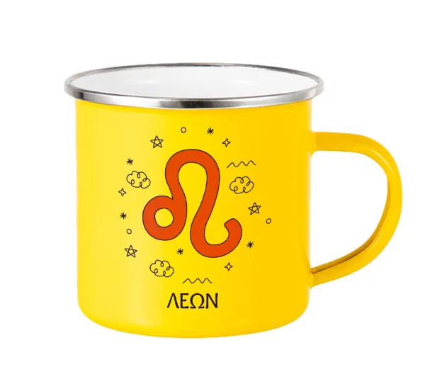 Ζώδια Λέων — Yellow Enamel Metallic Cup 360ml