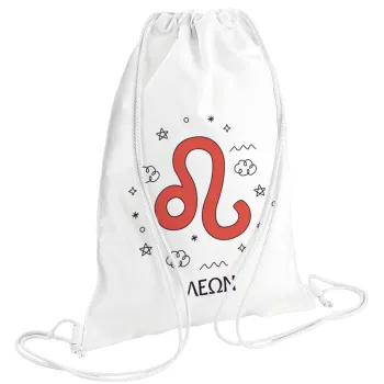 Ζώδια Λέων, Backpack pouch GYMBAG white (28x40cm)