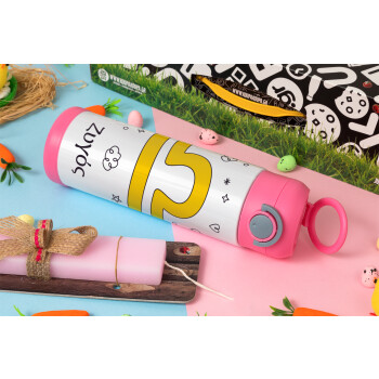 Ζώδια Ζυγός, Easter candle, Childrens hot water bottle, stainless steel, with safety straw, PINK (500ml)