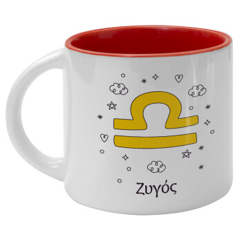 Ζώδια Ζυγός, Κούπα κεραμική 400ml Λευκή/Κόκκινη