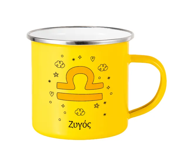 Ζώδια Ζυγός — Yellow Enamel Metallic Cup 360ml