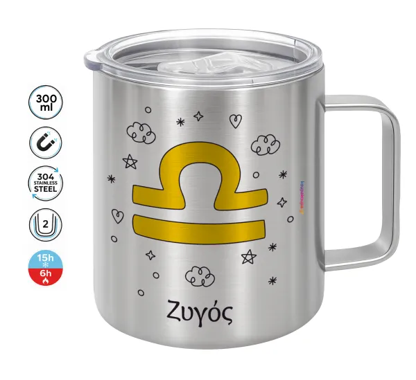 Ζώδια Ζυγός — Double-walled stainless steel mug 300ml with temperature-retaining lid