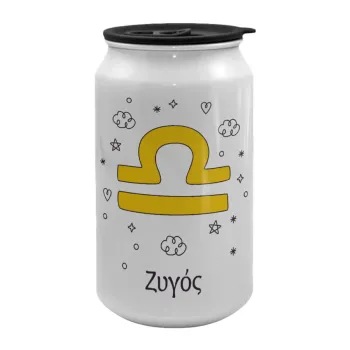 Ζώδια Ζυγός, Κούπα ταξιδιού μεταλλική με καπάκι (tin-can) 500ml