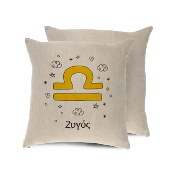 Ζώδια Ζυγός, Μαξιλάρι καναπέ ΛΙΝΟ 40x40cm περιέχεται το  γέμισμα
