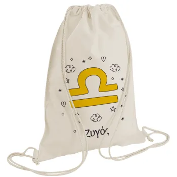 Ζώδια Ζυγός, Backpack bag GYMBAG natural (28x40cm)