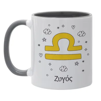 Ζώδια Ζυγός, Mug colored grey, ceramic, 330ml