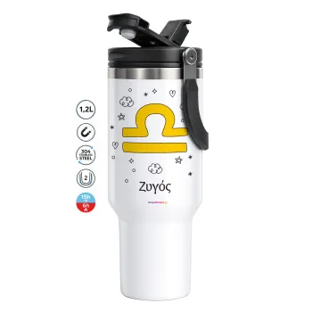 Ζώδια Ζυγός, Mega Stainless steel Tumbler with lid, double wall 1,2L