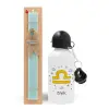 Easter Set, metallic aluminum water bottle (500ml) & scented flat candle (30cm) (TURQUOISE)