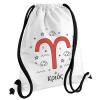 Backpack pouch GYMBAG white, with pocket (40x48cm) & thick cords