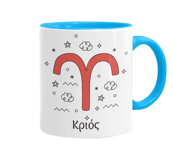 Ζώδια Κριός — Mug colored light blue, ceramic, 330ml