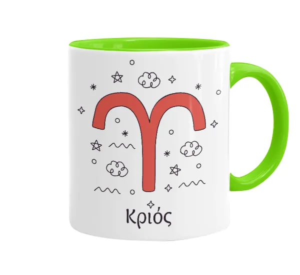 Ζώδια Κριός — Mug colored light green, ceramic, 330ml