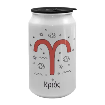 Ζώδια Κριός, Κούπα ταξιδιού μεταλλική με καπάκι (tin-can) 500ml