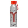 Aluminum Sports Bottle 650ml – Silver with Red Cap and Silicone Strap