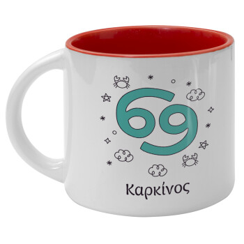 Ζώδια Καρκίνος, Κούπα κεραμική 400ml Λευκή/Κόκκινη