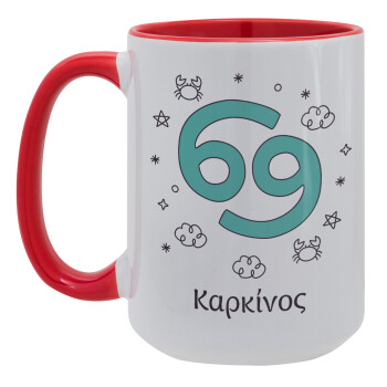 Ζώδια Καρκίνος, Κούπα Mega 15oz, κεραμική Κόκκινη, 450ml