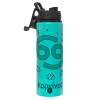 Metallic water bottle with safety lid, 850ml aluminum