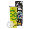 Neon Yellow Travel Tumbler, with metal straw (Stainless steel 304 Food grade, BPA free, 600ml)
