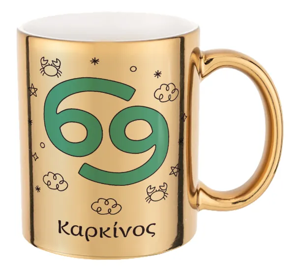 Ζώδια Καρκίνος — Mug ceramic, gold mirror, 330ml
