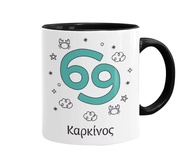 Ζώδια Καρκίνος — Mug colored black, ceramic, 330ml