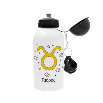 Ζώδια Ταύρος, Metal water bottle, White, aluminum 500ml