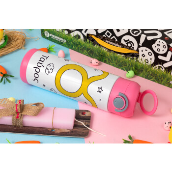 Ζώδια Ταύρος, Easter candle, Childrens hot water bottle, stainless steel, with safety straw, PINK (500ml)